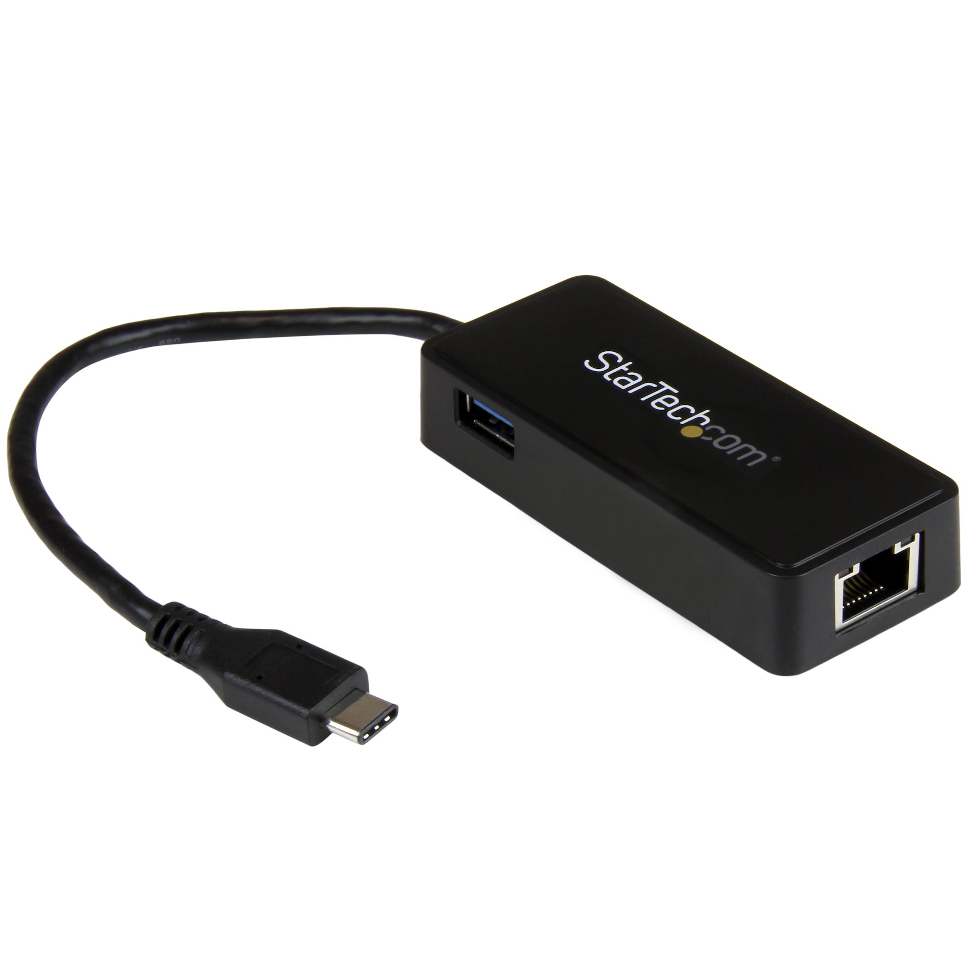USB Type-C有線LANアダプタ ギガビット対応 USB 3.0ポート付き ブラック