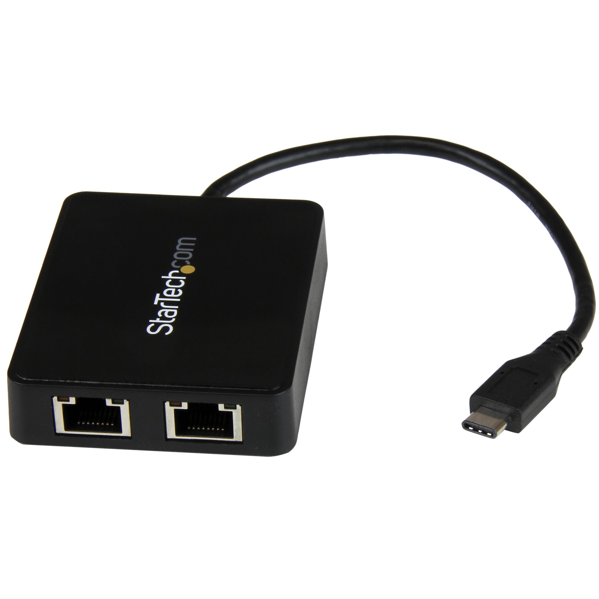 USB Type-C - 2ポートギガビット有線LAN変換アダプタ USB 3.0 Aポート x1付き