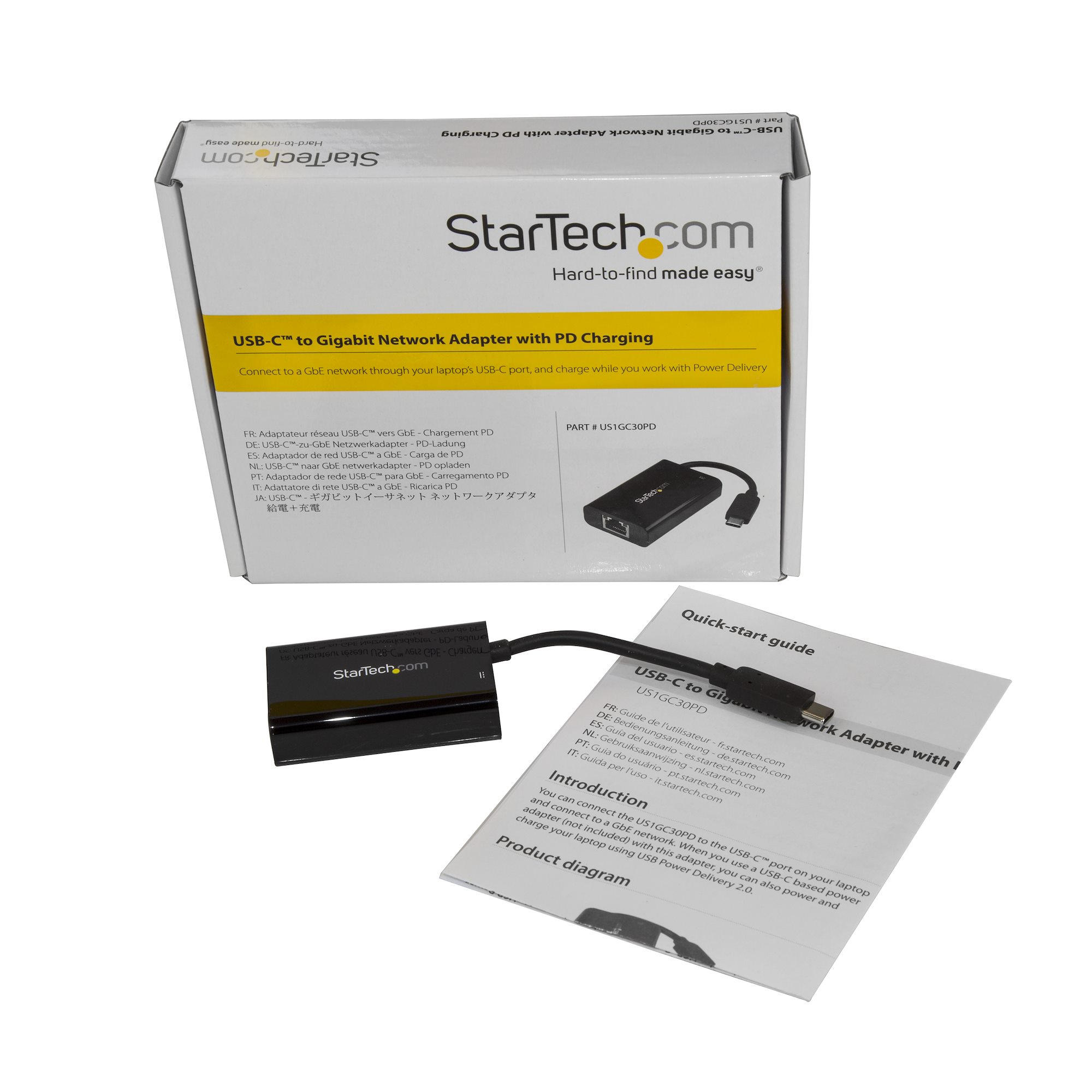 StarTech USB-C to Gigabit Ethernet NIC Network Adapter RJ45 1Gbps Black 
