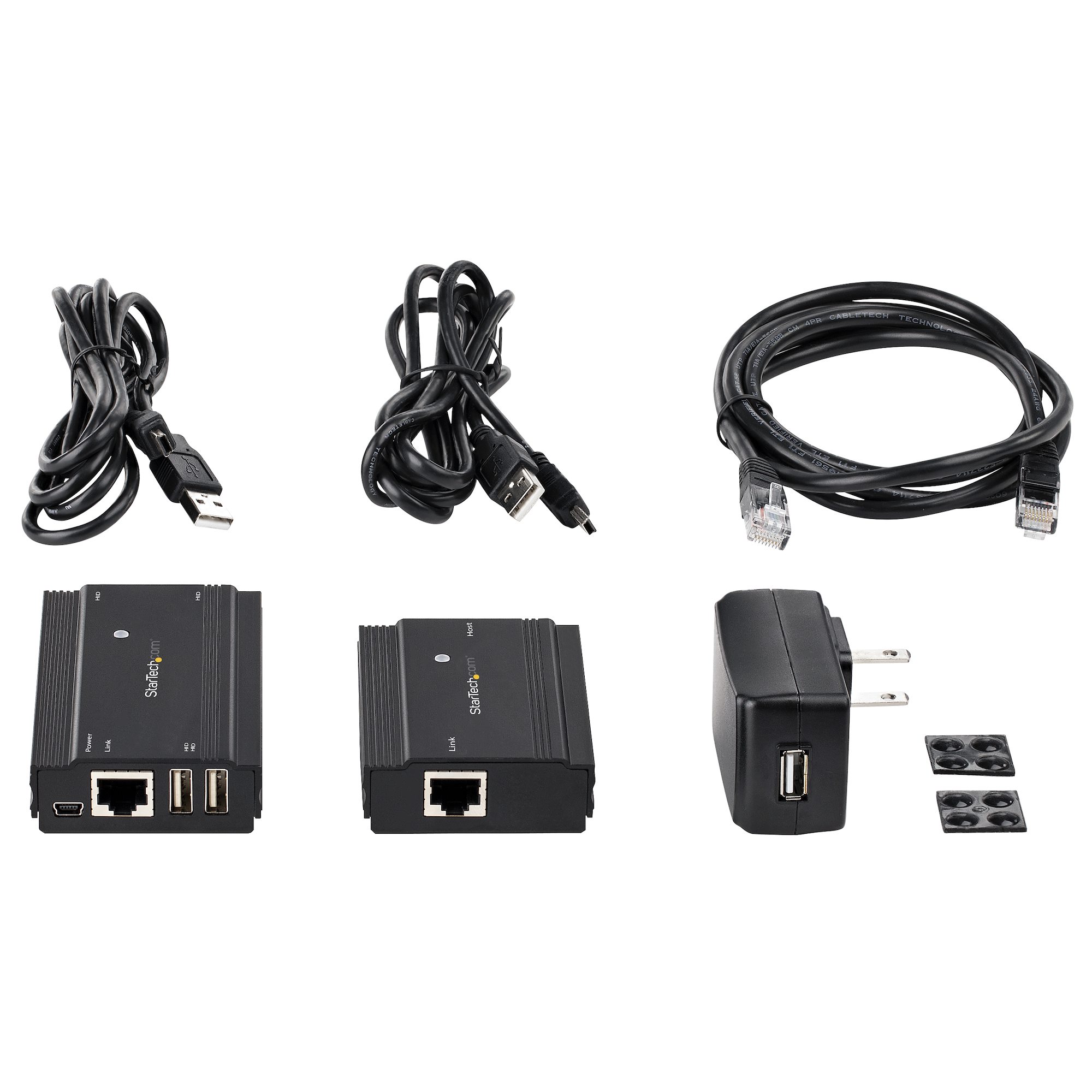 4-Port USB 2.0 Extender Hub over Single CAT5e/CAT6 Ethernet Cable (RJ45) -  330ft (100m) - USB Extender Hub Adapter Kit - Metal Housing - Externally 