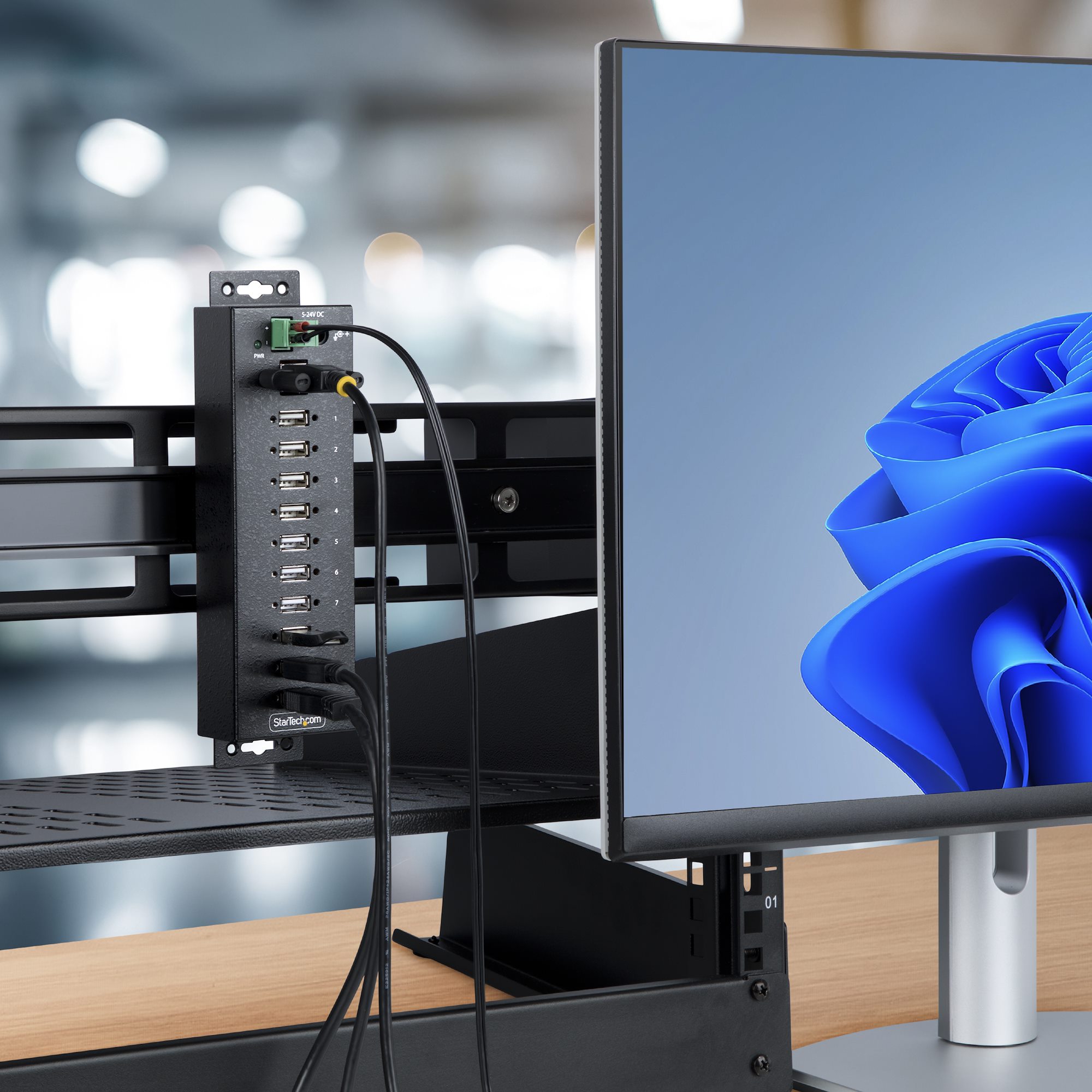 10-Port Industrial USB 2.0 Hub, Rugged USB Hub w/ESD Level 4