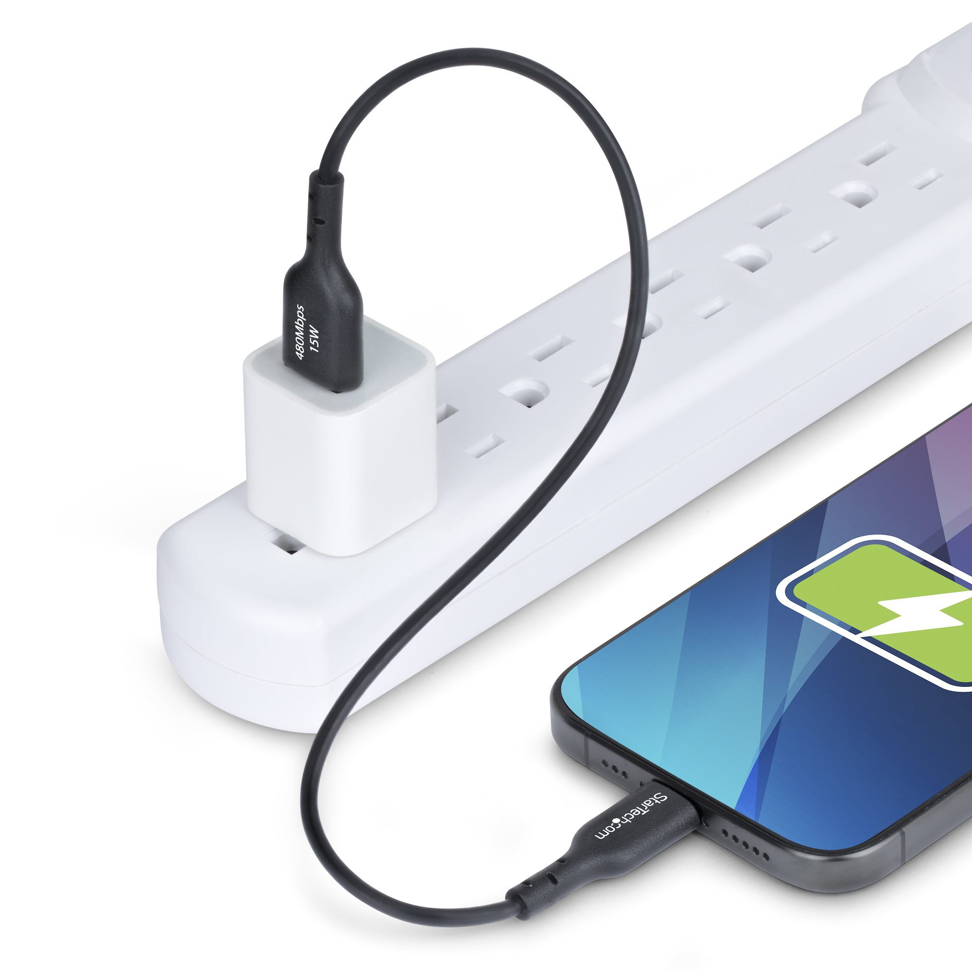 30cm、ブラック。USB Type-Cデバイスを充電器またはパソコンに接続する