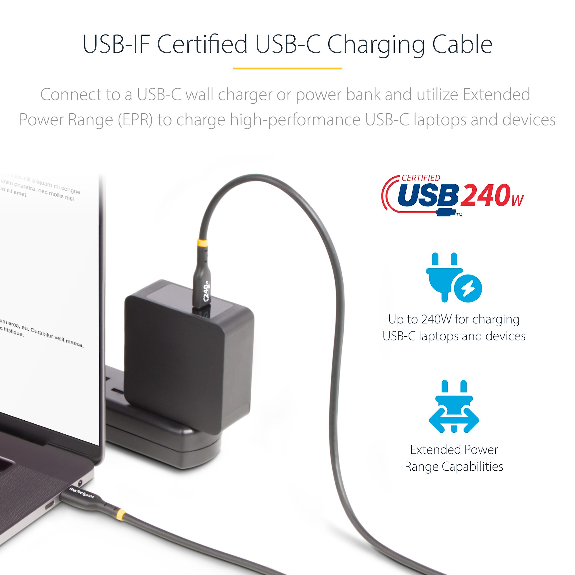 4m USB-C Ladekabel 240W PD EPR – USB-IF Zertifiziert, Für Laptops Wie MacBook Pro, Robust & Langlebig