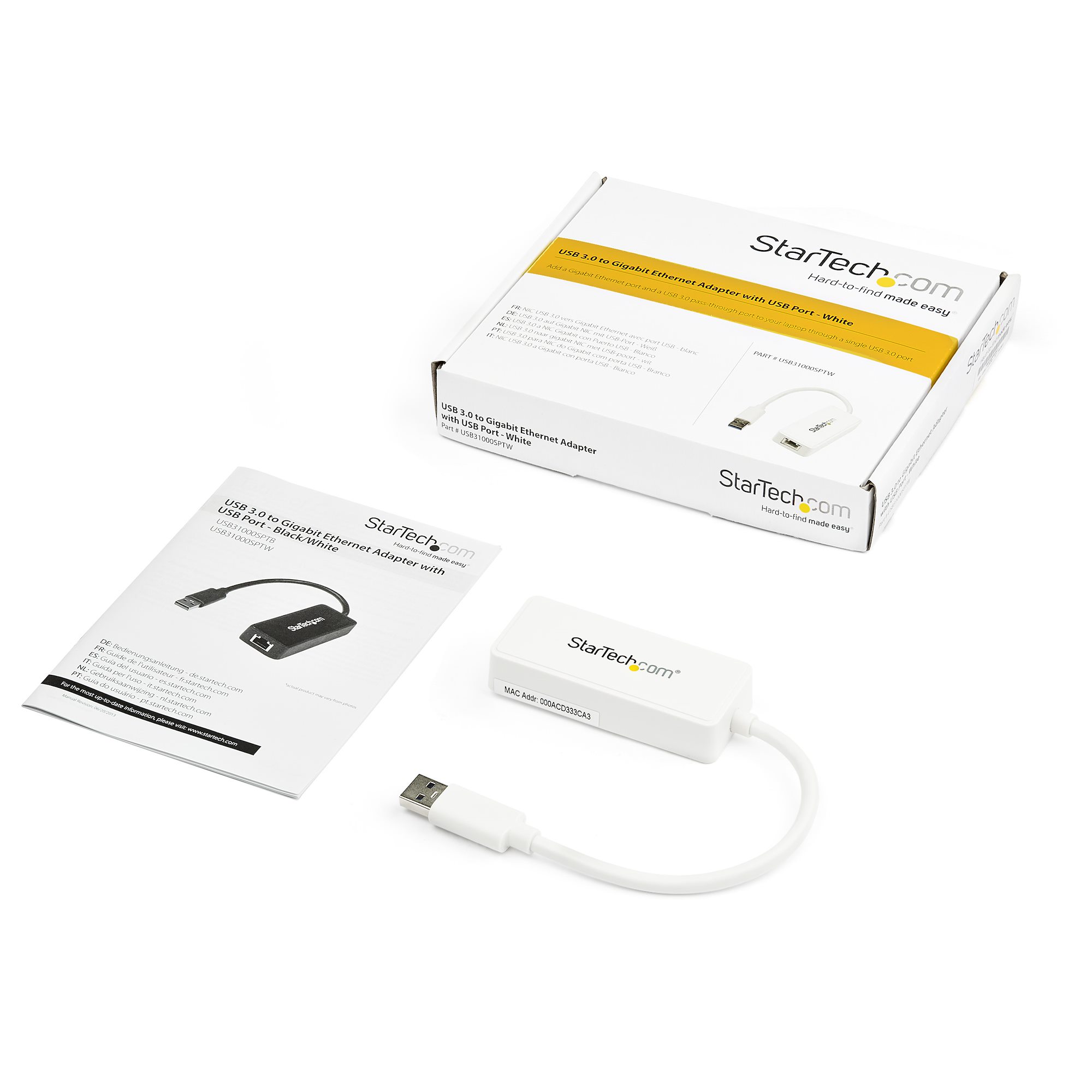 StarTech.com Adaptateur USB 3.0 vers Gigabit Ethernet à Deux Ports avec  Port USB - 10/100/100 - Adaptateur Réseau NIC Gigabit LAN USB (USB32000SPT)  : : Informatique