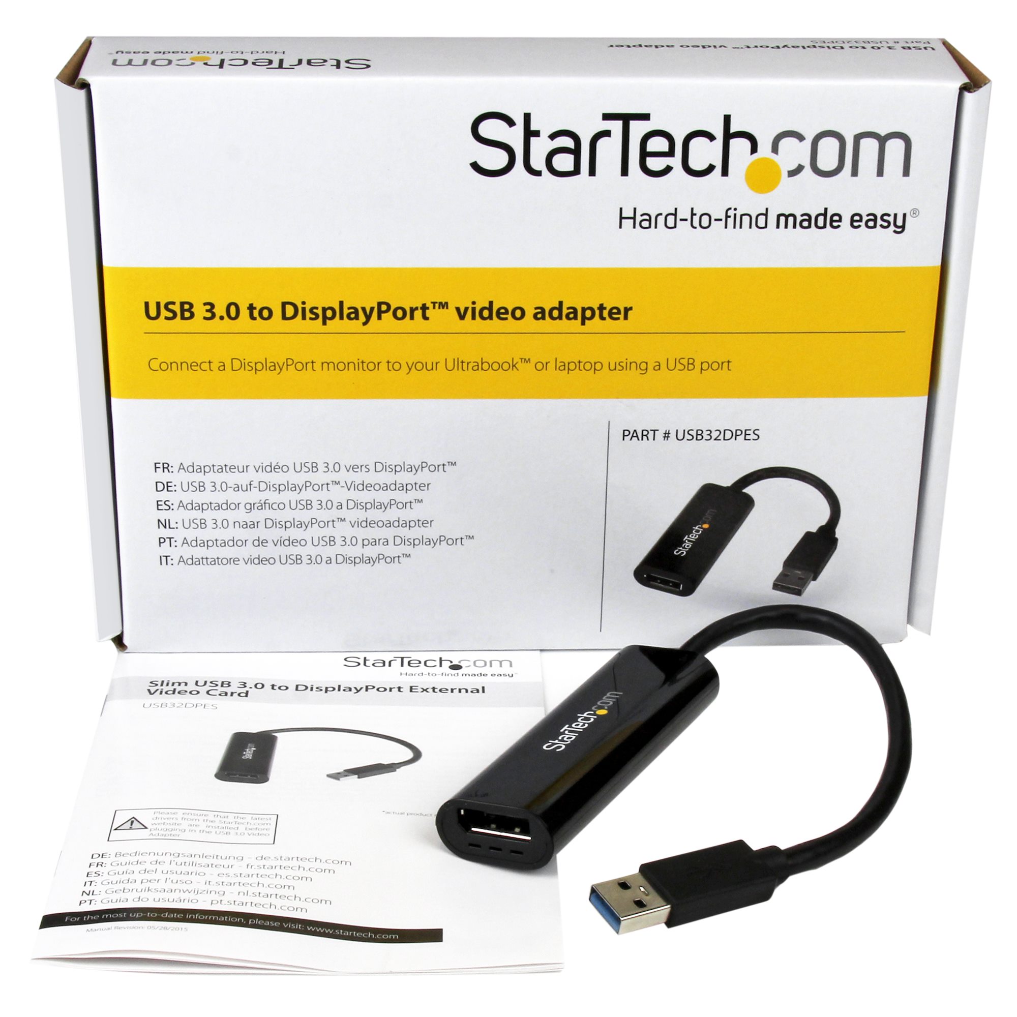 Startech.com USB32DPES2 Adaptateur USB 3.0 vers DisplayPort 4K 30Hz - Carte  graphique externe USB 3.0 vers DP 4K (USB32DPES2)