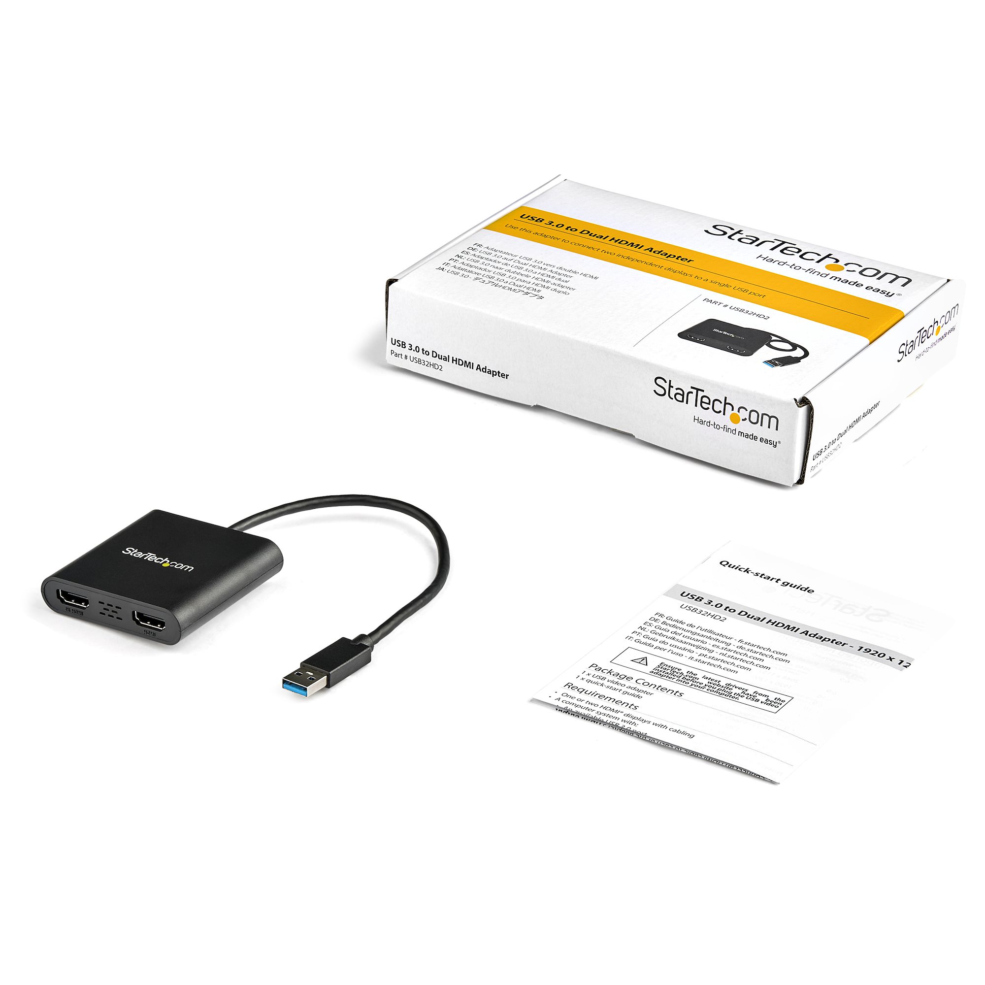 USB 3.0 to Dual HDMI Adapter - Windows - USB Video Adapters 