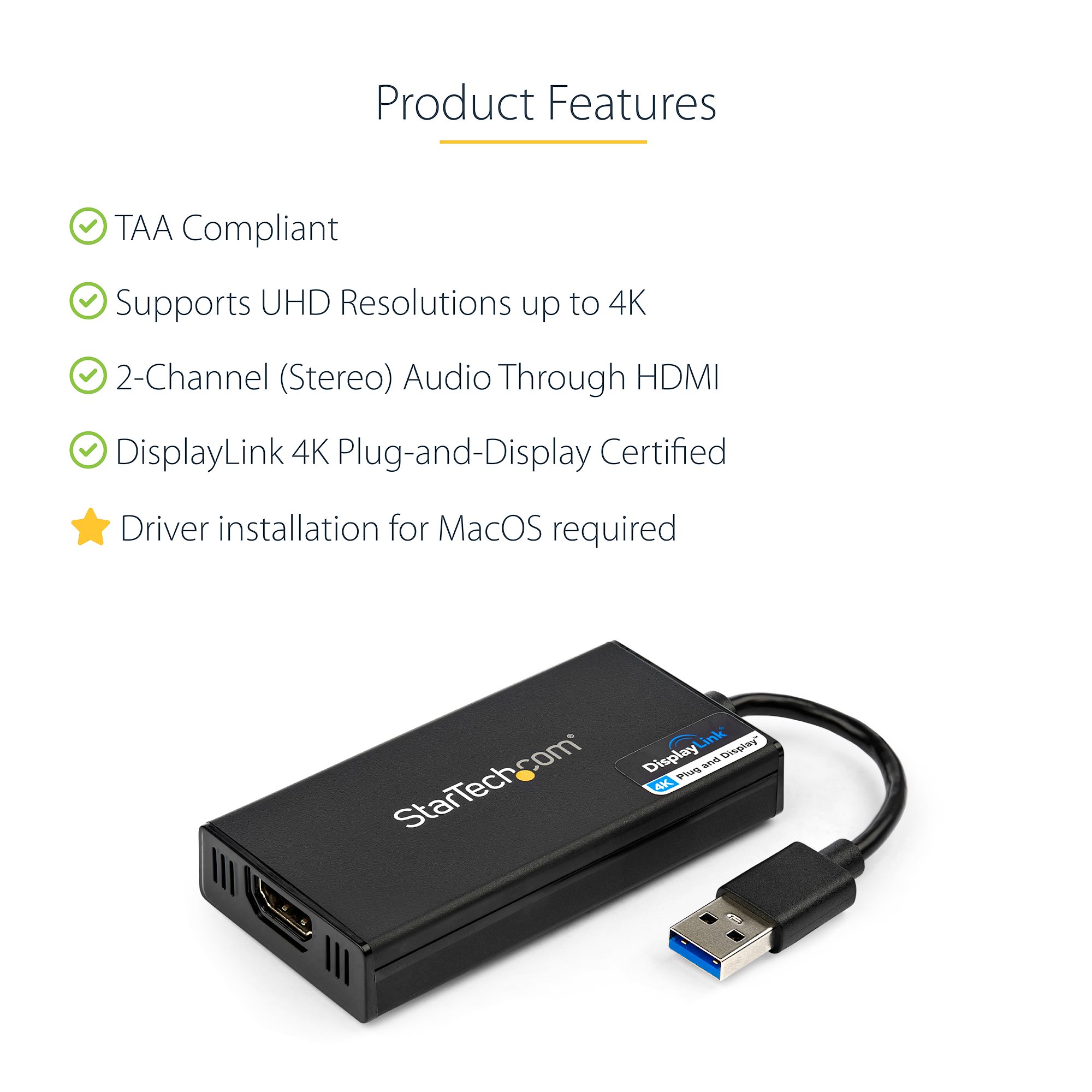 USB 3.0 to HDMI Adapter - 4K 30Hz Video - USB-A Display Adapters