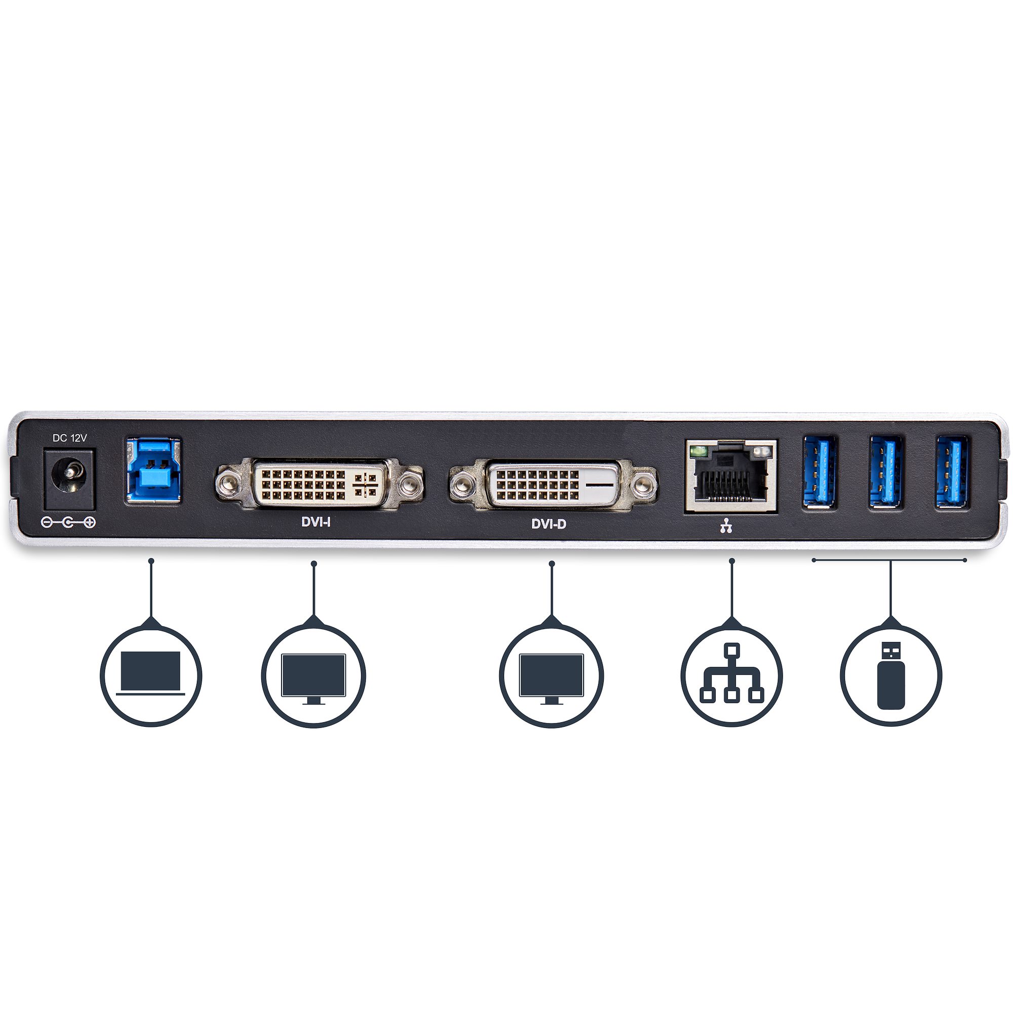 USB3.0接続ドッキングステーション　デュアルDVIモニタ対応　縦置きスタンド付属