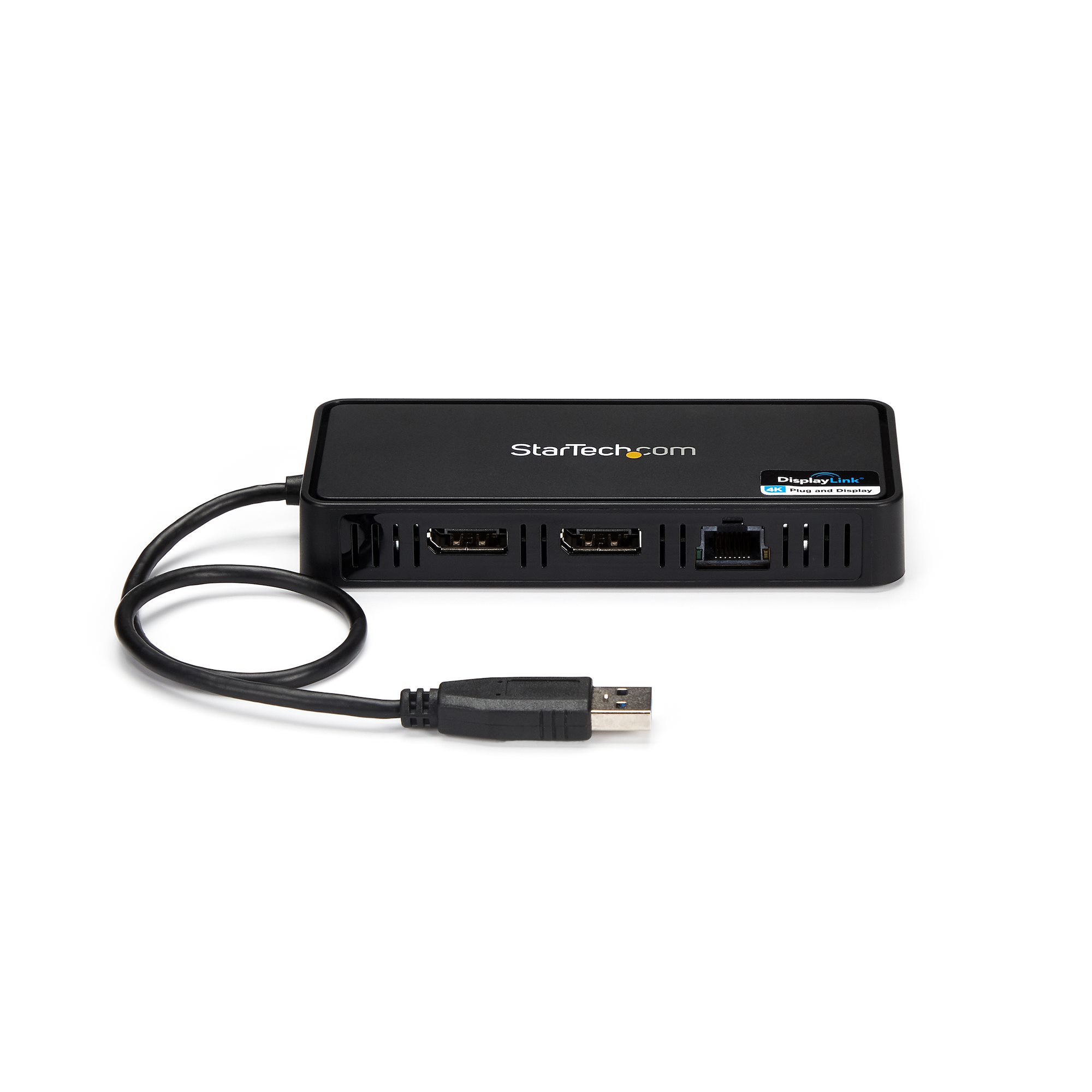 USB 3.0 Mini Dock - Dual Monitor USB-A Docking Station with DisplayPort 4K  60Hz Video & Gigabit Ethernet - 1ft (30cm) cable - Portable USB 3.1 Gen 1  