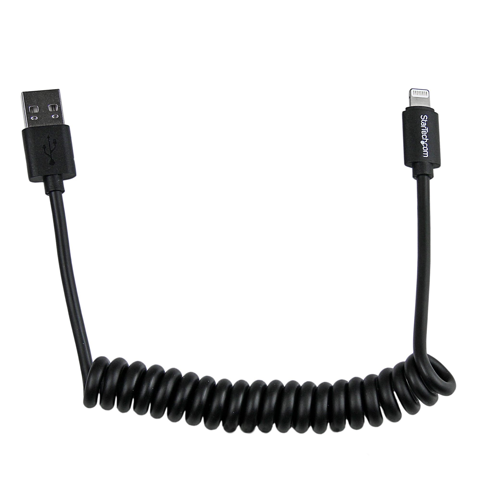 0.6m 2ft Coiled Lightning to USB Cable - Lightning Cables