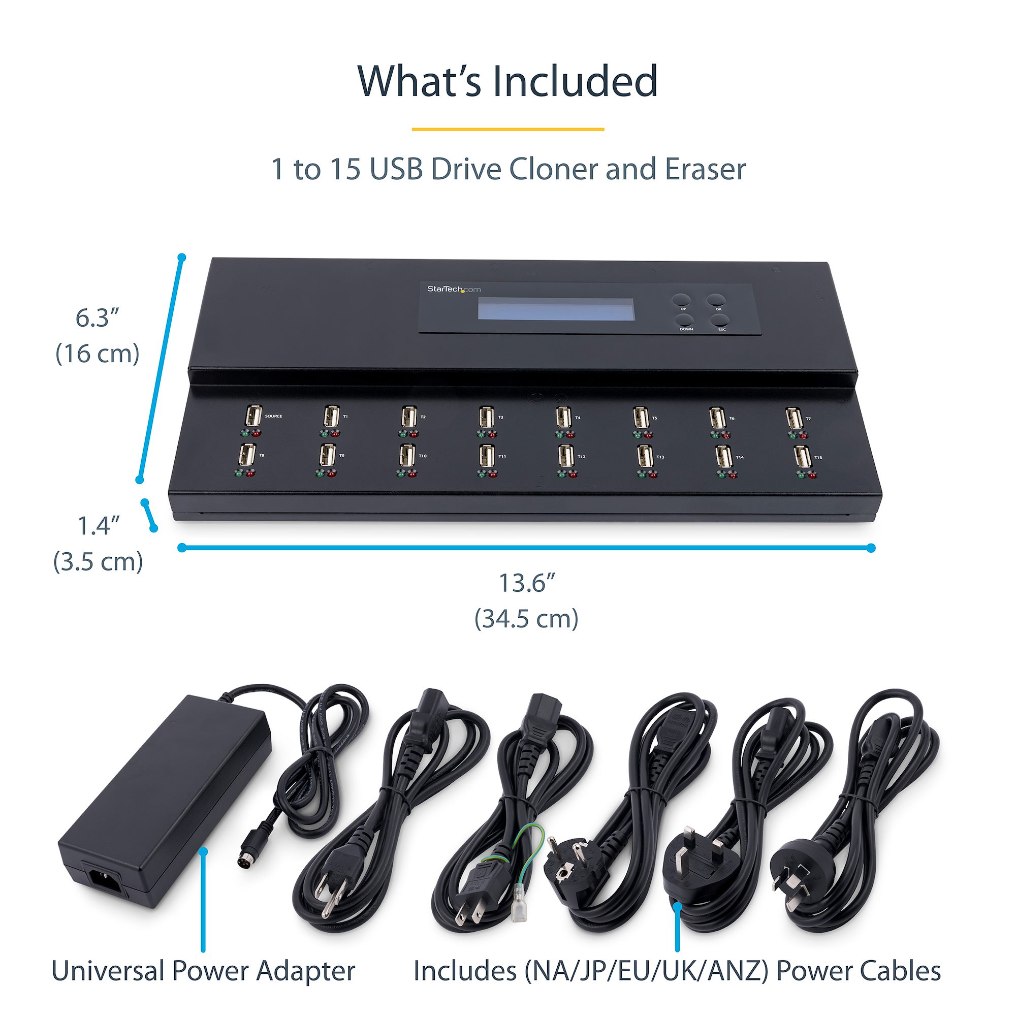 Duplicateur et Effaceur Autonome de 1 à 15 clés USB, Copieur de Plusieurs  Clés USB, Copie Système et Fichier et Secteur par Secteur, 1,5 Go/min