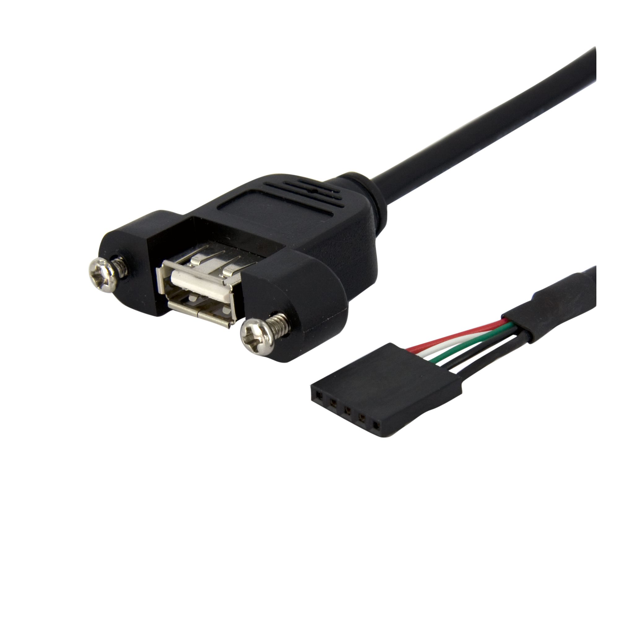 91cm USB2.0パネルマウント型USBヘッダピン変換ケーブル USBマザーボードヘッダー（5ピンメス）－パネルマウント用USB Aポート（メス）