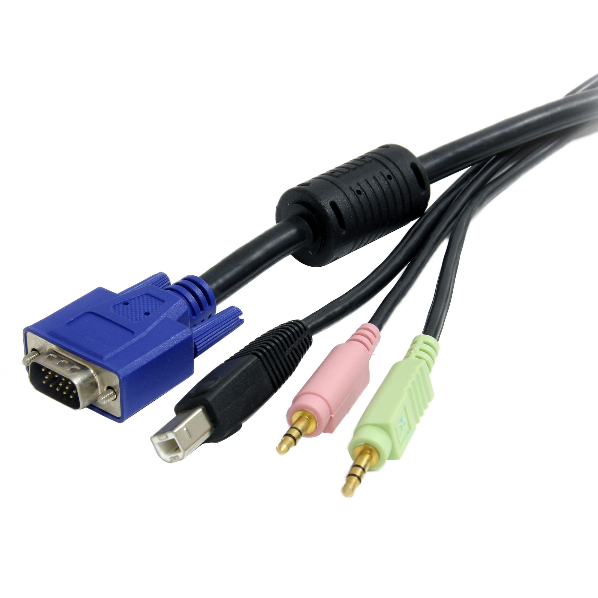 6ft 2m StarTech.com 4-in-1 Cable for KVMs with Dual Link DVI and USB Audio & Microphone Cables Built-in DVID4N1USB6 