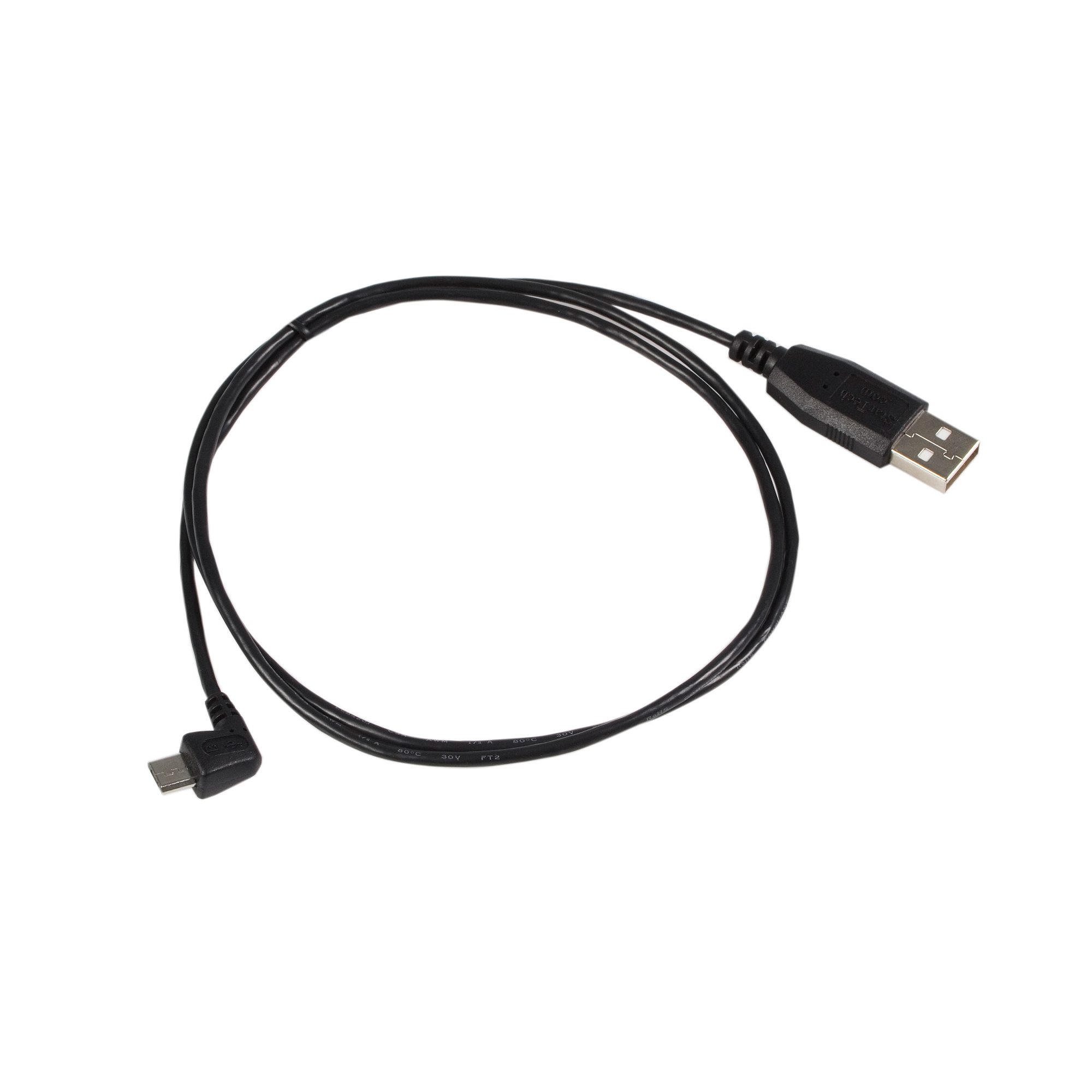 USBマイクロB ケーブル 1.8m Type-A(オス) - L型右向きMicro-B(オス)