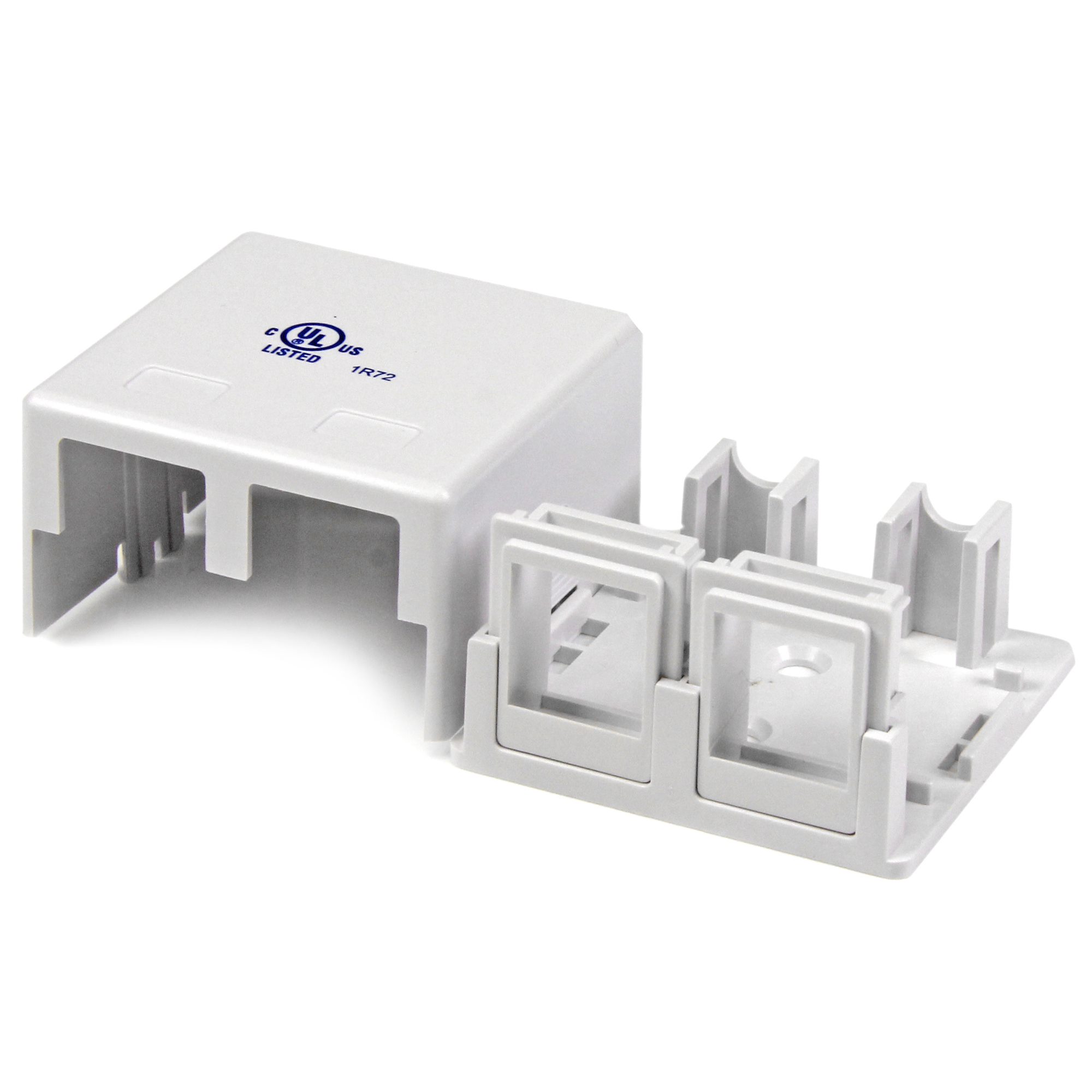Dual Outlet Universal Wall Box White Network Wall Jacks & Outlets