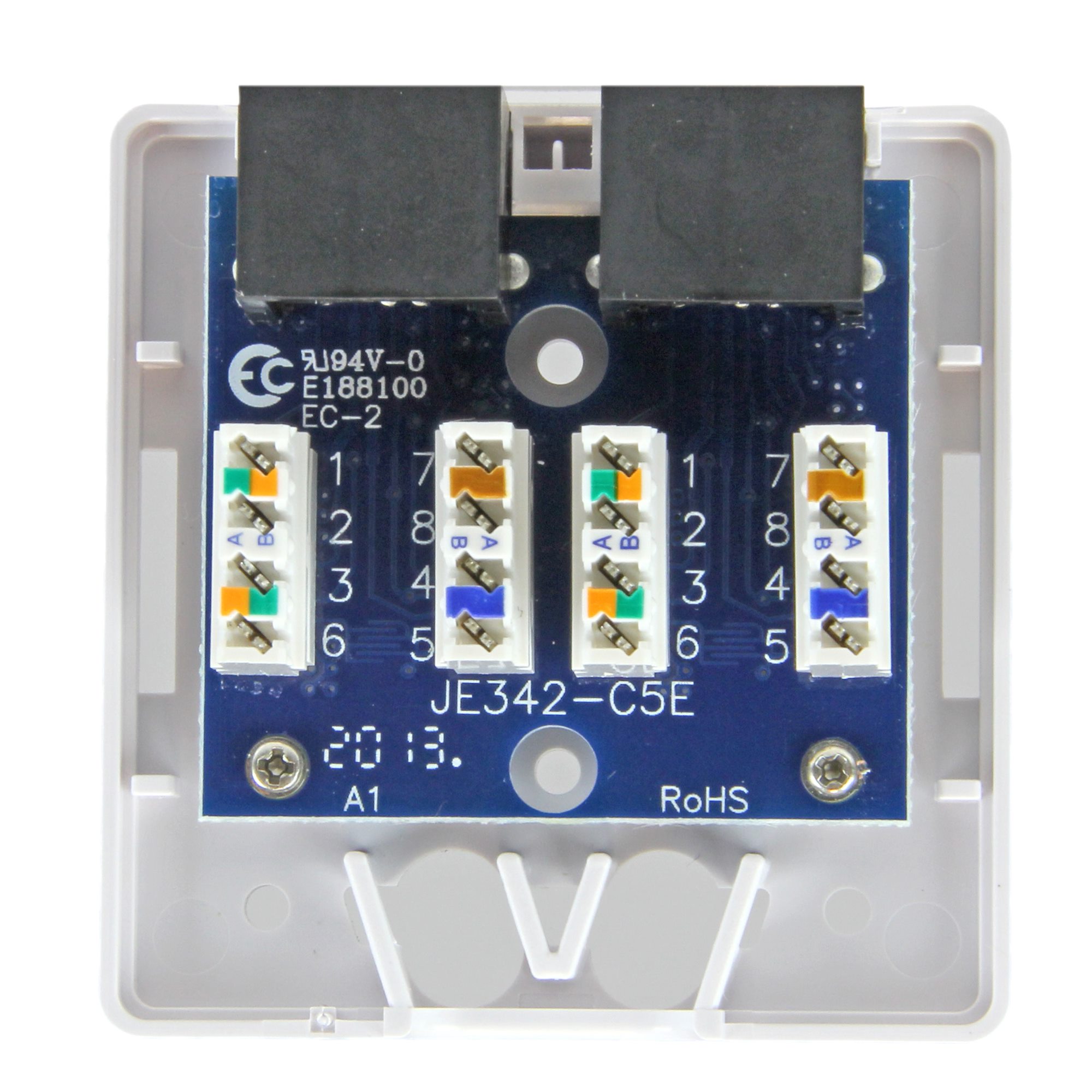 Dual Cat 5e RJ45 Wall Jack White Network Wall Jacks & Outlets