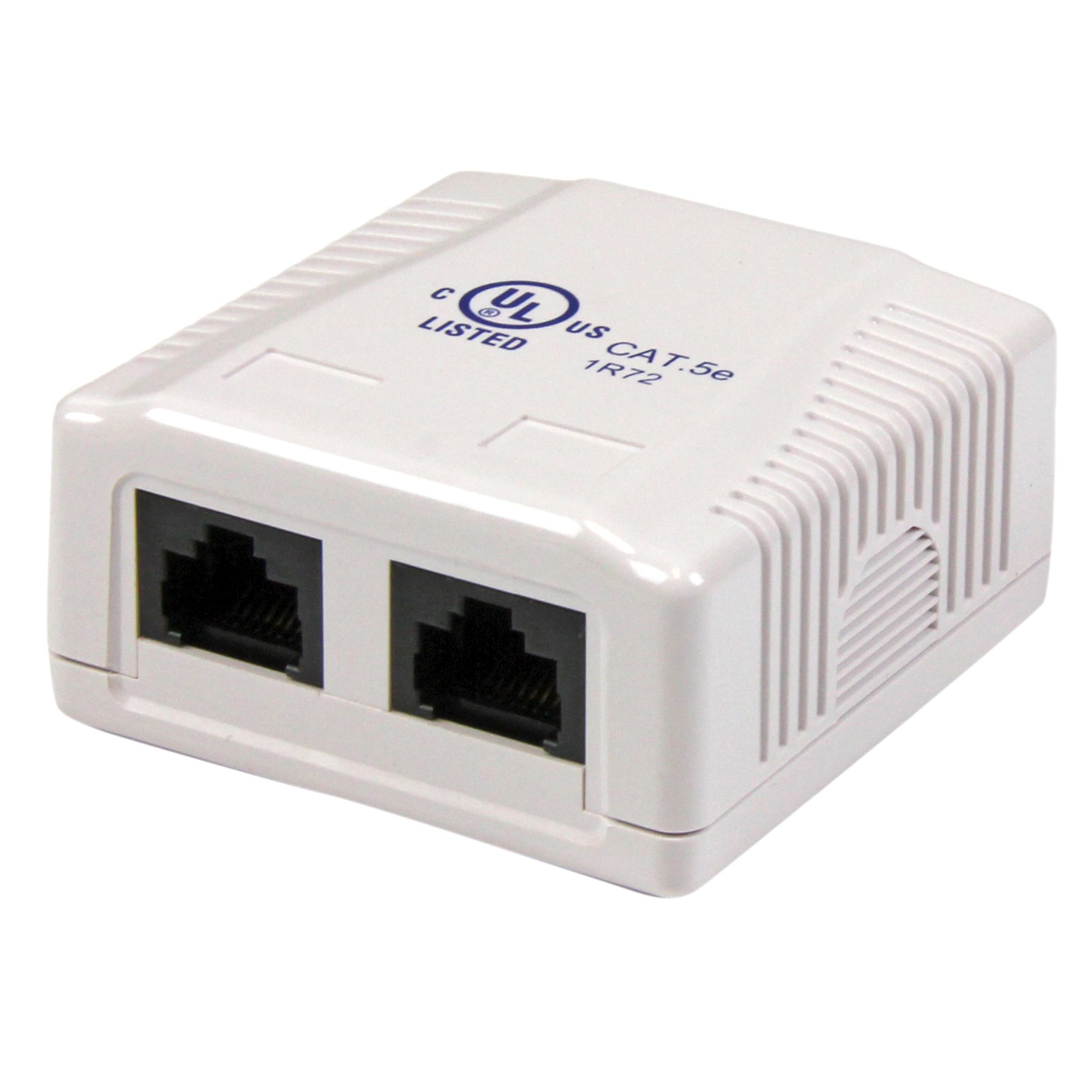 Dual Cat 5e RJ45 Wall Jack White - Network Wall Jacks & Outlets