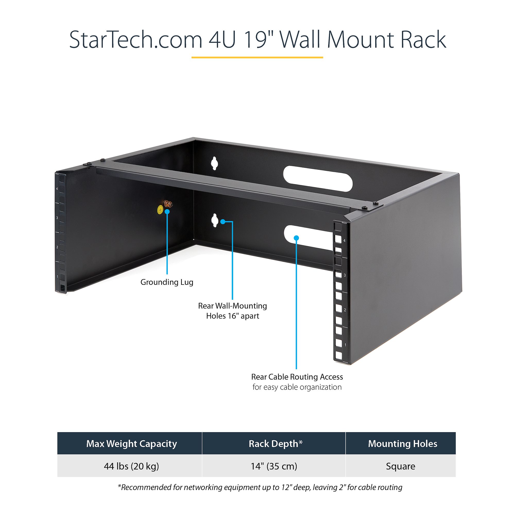 4U Wall Mount Rack (19in) - 14in Deep - サーバーラック | StarTech