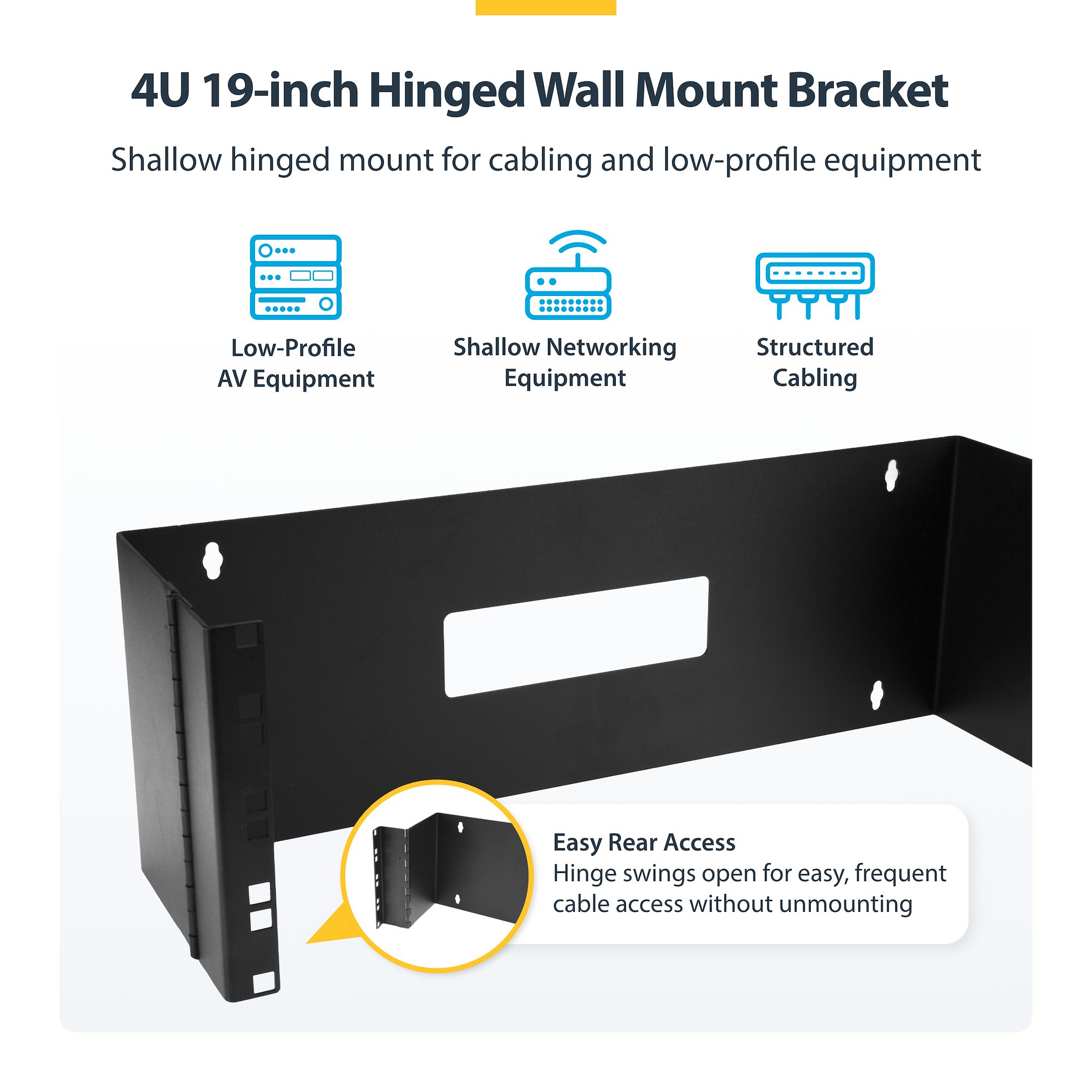 4U 19in Hinged Wall Mounting Bracket | Wallmount Server Racks