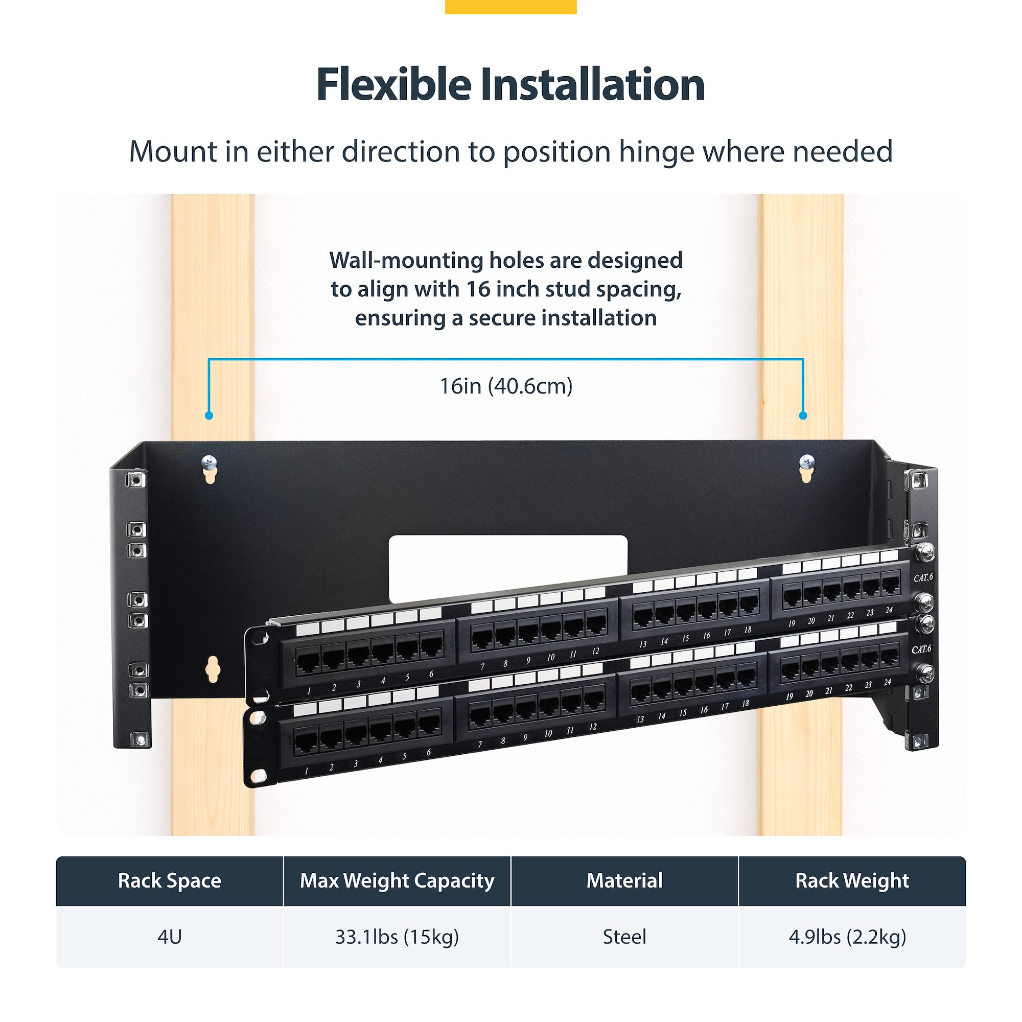 4U 19in Hinged Wall Mounting Bracket | Wallmount Server Racks