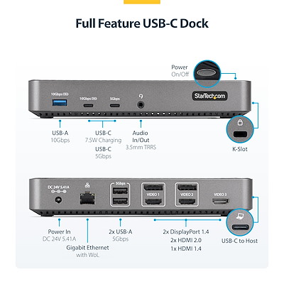 USB-C Triple Monitor Docking Station for MacBook Pro / Air M1 M2