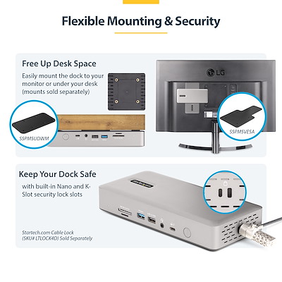 StarTechドッキングステーション USB-C 4画面 4K60Hz ドッキングステーション／USB-C接続／4画面／4K60Hz HDMI & DiplayPort