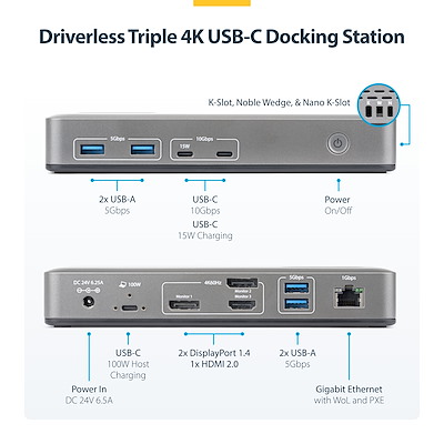 ドッキングステーション／USB-C接続／3画面 DisplayPort + HDMI（2x