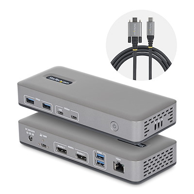 15in1ドッキングステーション 高速データ転送 100W出力　USB A C DisplayPort映像出力に対応した2画面表示と、USB-A／USB-Cポートを備え