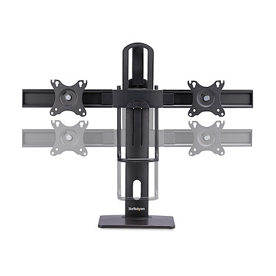 HFTEK HF24GA – Supporto Da Tavolo Per 2 Monitor Da 15 A 27 Pollici – VESA 75/100, Regolabile In Altezza Con Molla A Gas