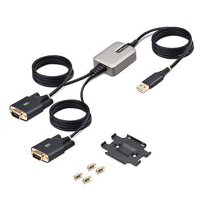 13ft (4m) 2-Port USB to Serial Adapter Cable, Interchangeable DB9