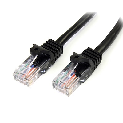 Câble réseau Cat5e UTP sans crochet de 3m - Cordon Ethernet RJ45 anti-accroc - M/M - Noir