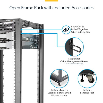 Computer & Server Racks 2-Post 42U Mobile Open Frame Server Rack, Two ...