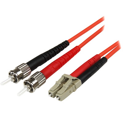 Cable Adaptador de Red de 2m Multimodo Dúplex Fibra Óptica LC-ST 50/125 - Patch Duplex