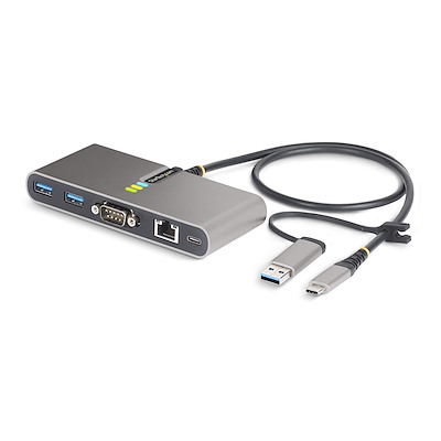 USB-Cハブ／2ポート／2x USB-A／USB 3.2 Gen 1 5Gbps／1x シリアル