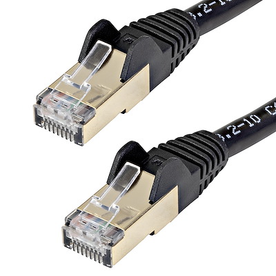 10ft CAT6a Ethernet Cable - 10 Gigabit Shielded Snagless RJ45 100W PoE Patch Cord - 10GbE STP Network Cable w/Strain Relief - Black Fluke Tested/Wiring is UL Certified/TIA