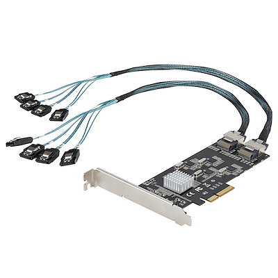 8 Port SATA PCIe Card - PCI Express 6Gbps SATA Expansion Adapter Card with  4 Host Controllers - SATA PCIe Controller Card - PCI-e x4 Gen 2 to SATA III  