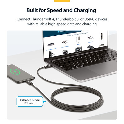 Thunderbolt 4ケーブル／2m／8K60Hz／40Gbps／100W PD／Intel