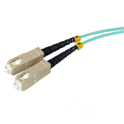 2m 10 Gb Aqua SC/ST MM Fiber Cable - Fiber Optic Cables & Adapters 