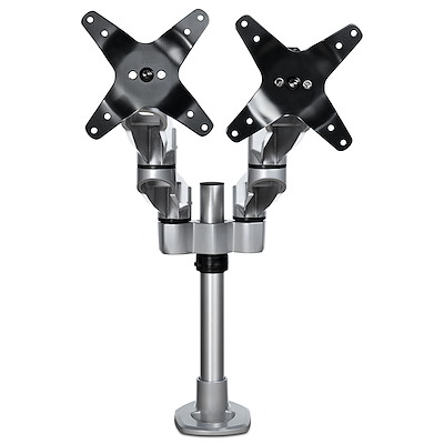 Desk Mount Dual Monitor Arm - Premium Articulating Monitor Arm - up to 30” VESA Mount Displays - Height Adjustable Monitor Mount - Rotate/Tilt/Swivel - Clamp/Grommet - Silver