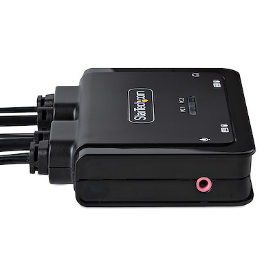 StarTech.com KVMスイッチ 2台PC切替 4K60Hz USB-AパソコンとUSB-Cパソコンを切り替えるケーブル一体型KVMスイッチ