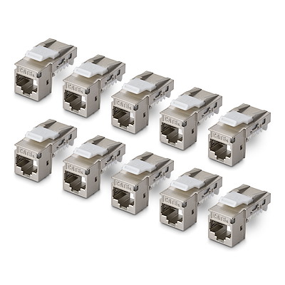 CAT6A対応、10個セット、STPシールド、90度配線、工具不要。壁内配線の