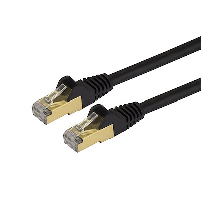 5ft CAT6a Ethernet Cable - 10 Gigabit Shielded Snagless RJ45 100W PoE Patch Cord - 10GbE STP Network Cable w/Strain Relief - Black Fluke Tested/Wiring is UL Certified/TIA
