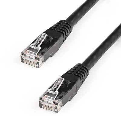 50ft CAT6 Ethernet Cable - Black CAT 6 Gigabit Ethernet Wire -650MHz 100W PoE RJ45 UTP Molded Network/Patch Cord w/Strain Relief/Fluke Tested/Wiring is UL Certified/TIA