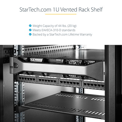 1U Vented Server Rack Cabinet Shelf 10in - Rack Shelves | Server