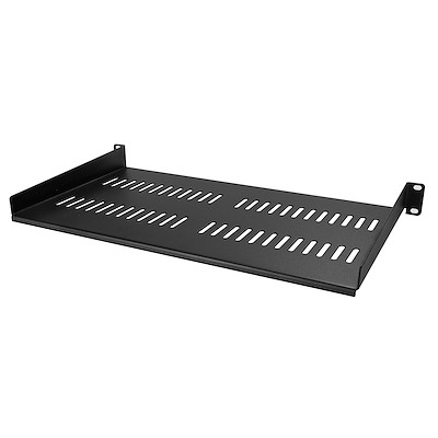 1U Server Rack Shelf - Universal Vented Rack Mount Cantilever Tray for 19" Network Equipment Rack & Cabinet - Heavy Duty Steel – Weight Capacity 50lb/23kg - 10" Deep Shelf, Black