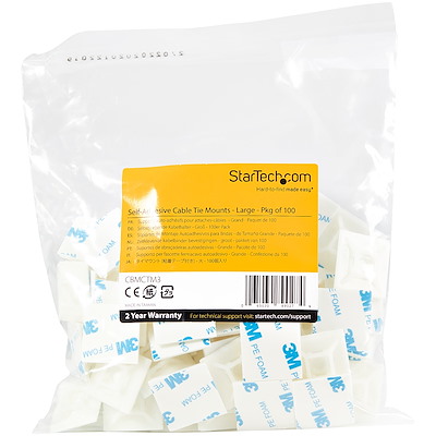 StarTech.com 100 Pack Cable Tie Mounts with Adhesive Tape