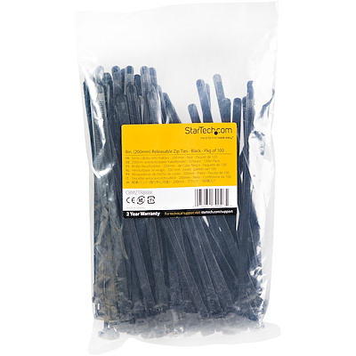StarTech.com Kabelbinder 203x4 Mm, 100 Stück | Wiederverwendbar, 22 Kg Zugfestigkeit | Für Innen/Außen, Weiß