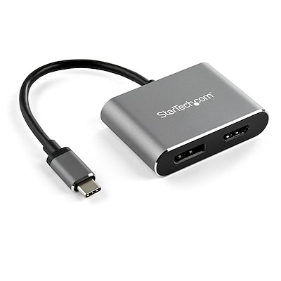 USB C Multiport Video Adapter - 4K 60Hz USB-C to HDMI 2.0 or DisplayPort 1.2 Monitor Adapter - USB Type-C 2-in-1 Display Converter HDMI/DP HBR2 HDR - Thunderbolt 3 Compatible