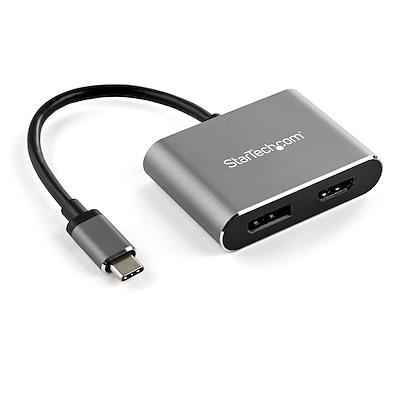 USB-C - HDMI 2.0/DisplayPort 1.2変換アダプター／4K60Hz／Thunderbolt 3  対応／スペースグレー／2-in-1 USB C モニター 変換コネクター／ディスプレイ コンバーター