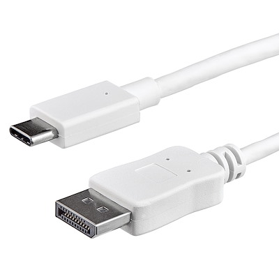 Cable 1m USB C a DisplayPort 1.2 de 4K a 60Hz - Adaptador Convertidor USB Tipo C a DisplayPort - HBR2 - Conversor USBC con Modo Alt - Compatible con Thunderbolt 3 - Blanco